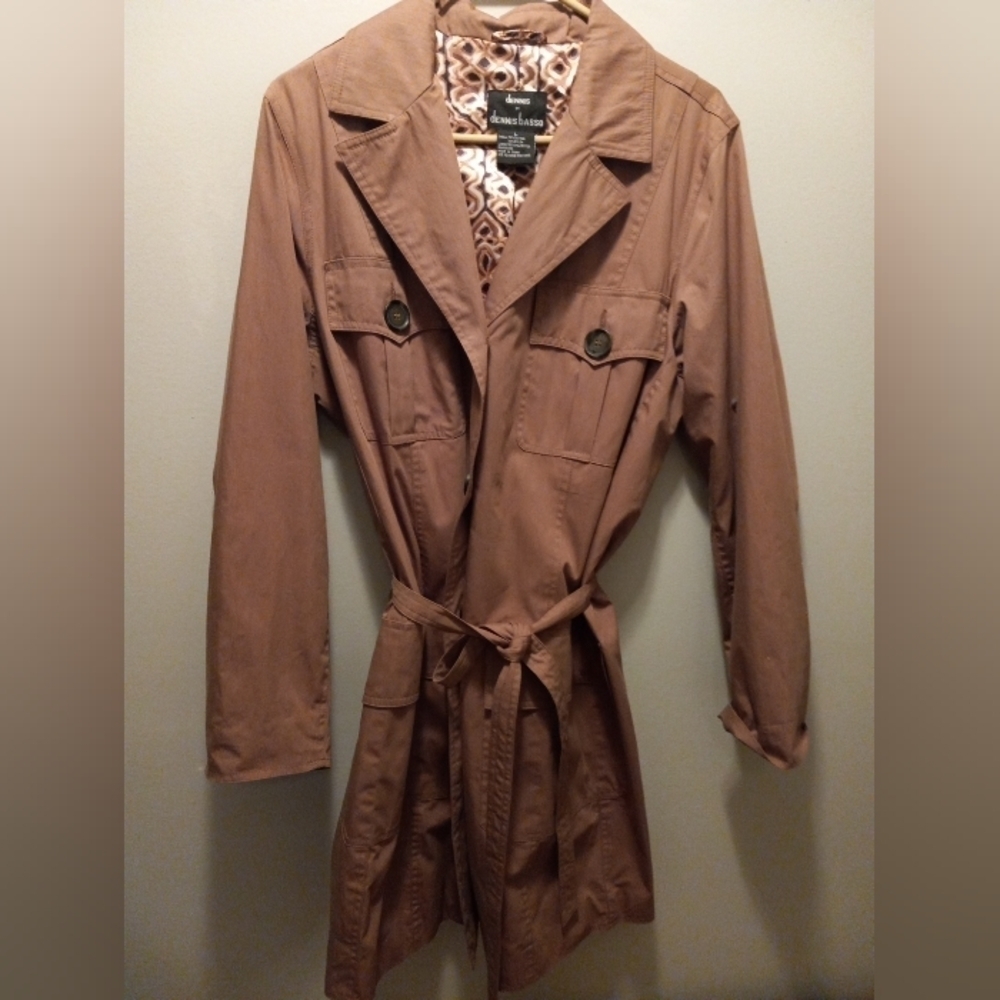 Dennis Basso Women's Belted Trench Rain Coat Size L